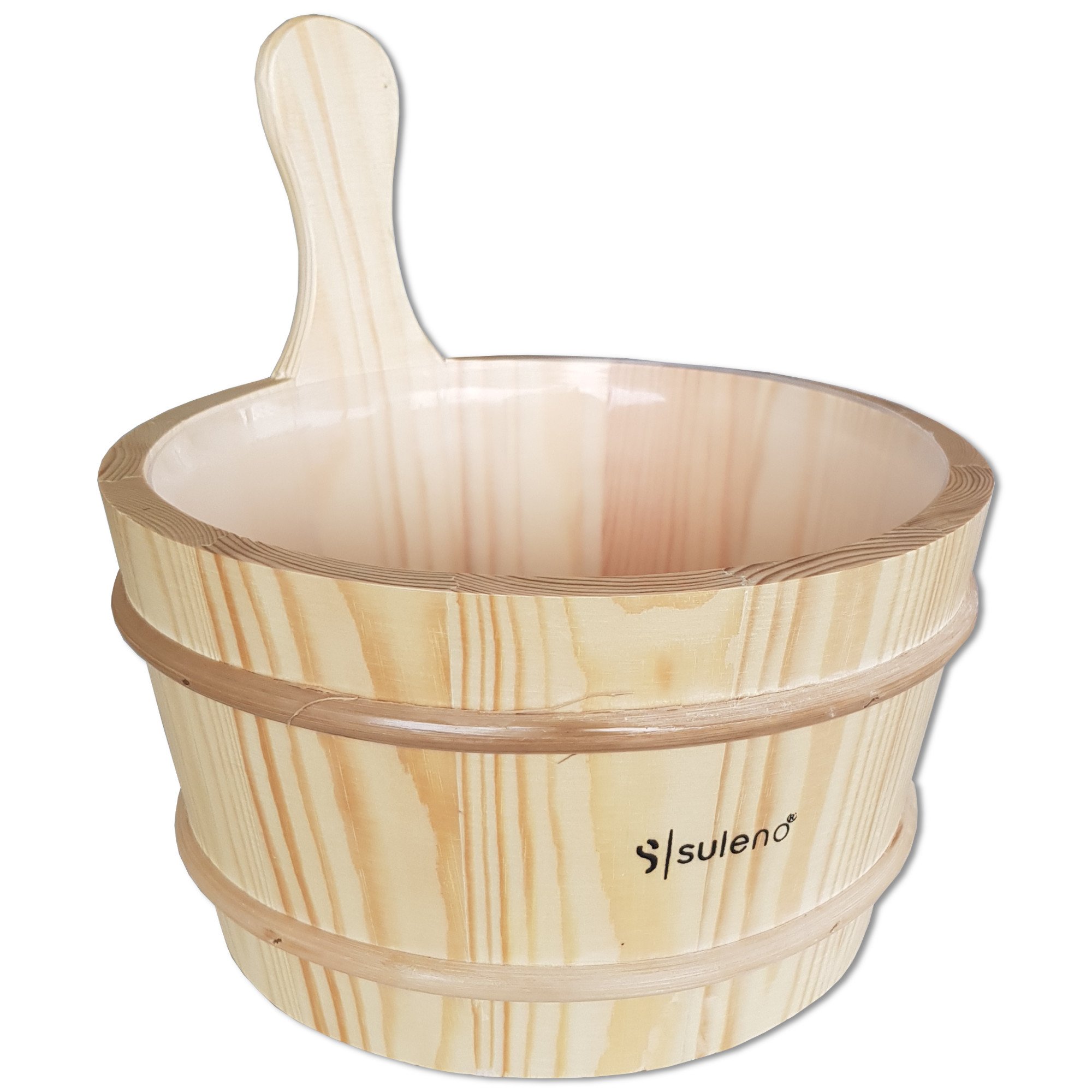 Demmelhuber Sauna-Set 3-teilig, Saunazubehör Saunakübel Kunststoffeinsatz | Aufgusskelle Saunakelle Aufgusskübel, Eimer, Saunaeimer, Saunaaufguss, Löffel