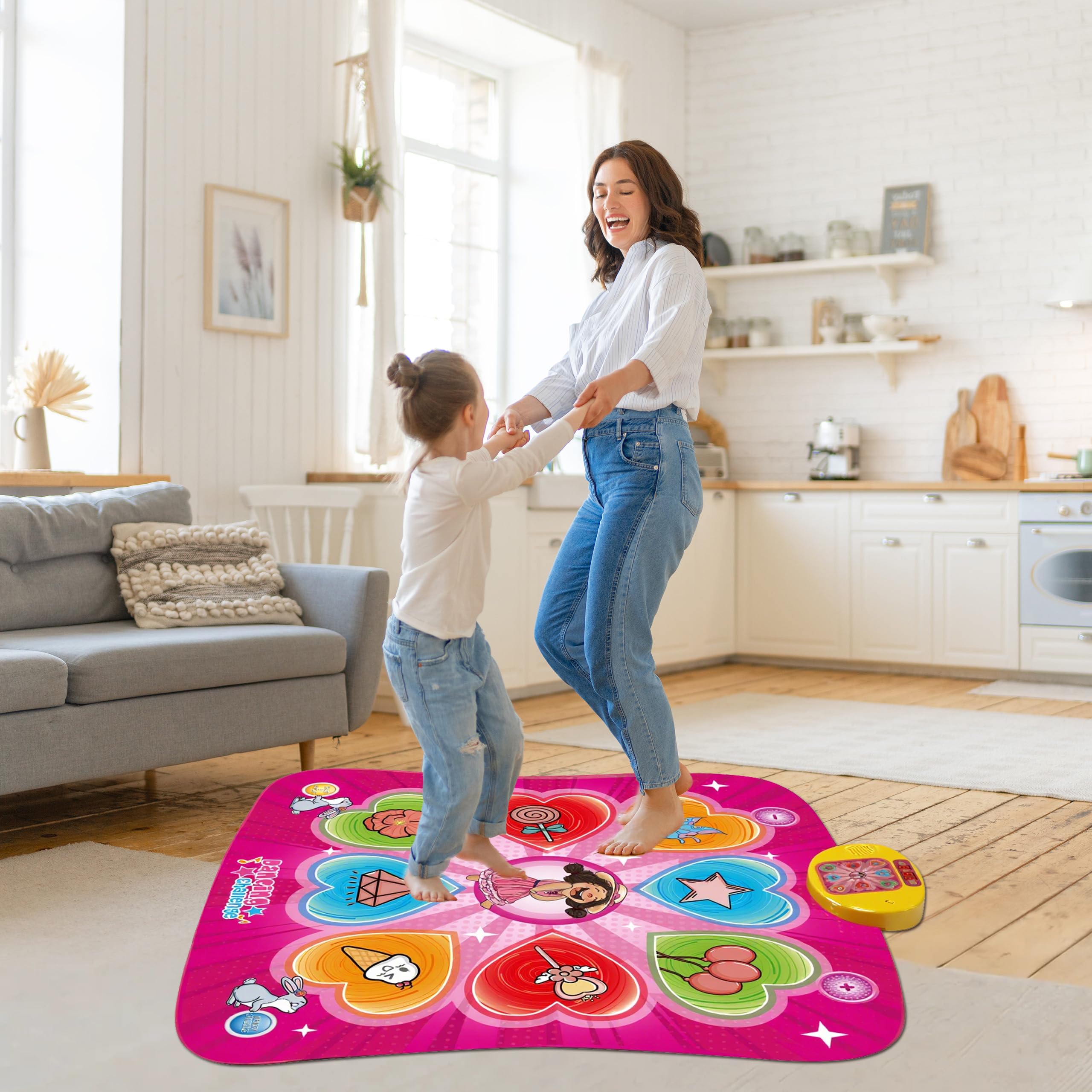 Tapete de baile para niños y niñas de más de 3 años, tapete de juego de baile de regalo para niños, almohadilla de baile con luz LED, volumen ajustable, música integrada, 3 niveles de desafío 8