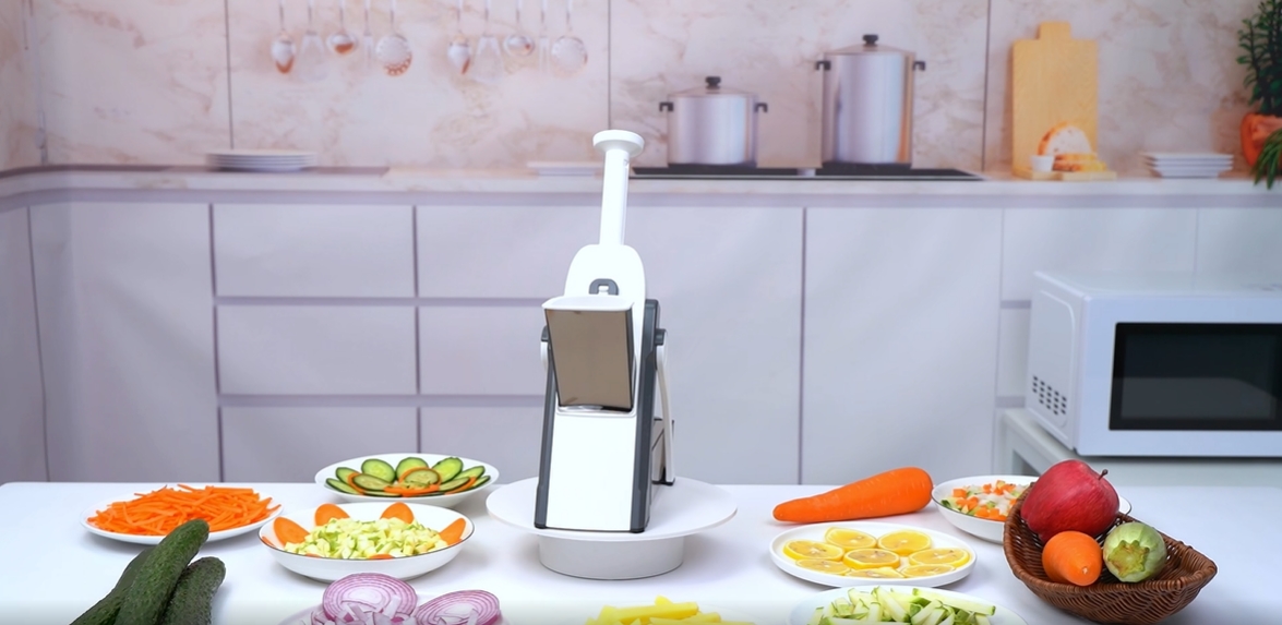 OYKEFAW Upgraded 5-in-1 Mandoline Slicer & Veggie Chopper - Safe Kitchen Slicer With Container, Adjustable Thickness 0.1-8mm