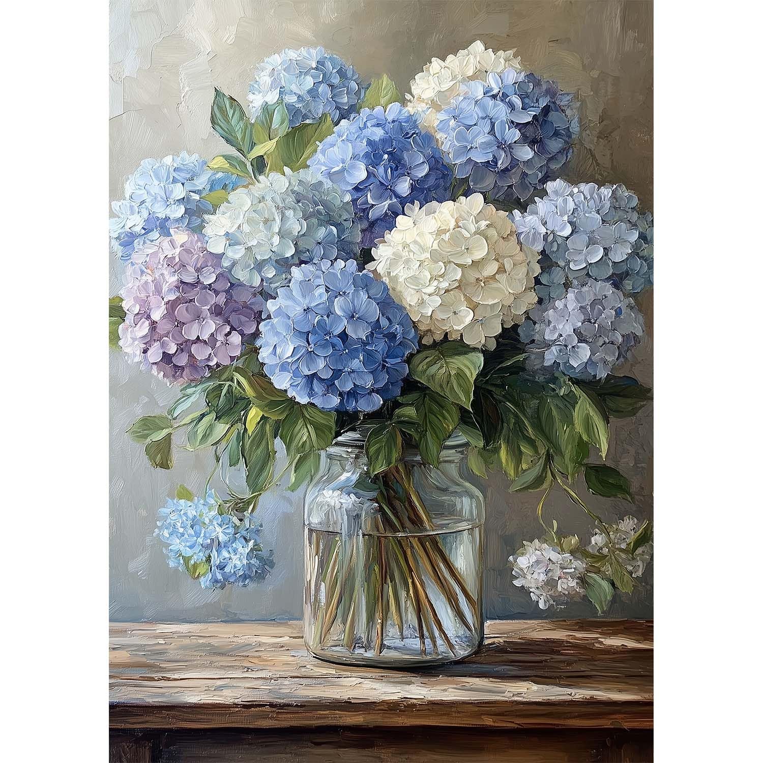 Foxkiss Hydrangea Diamond Art Painting Kits For Adults, Blue Flower Vase Full Drill Diamond Dots Paintings For Beginners, Round 5D Paint With Diamonds Pictures Gem Art Painting Kits Diy Crafts Kits 12X16in