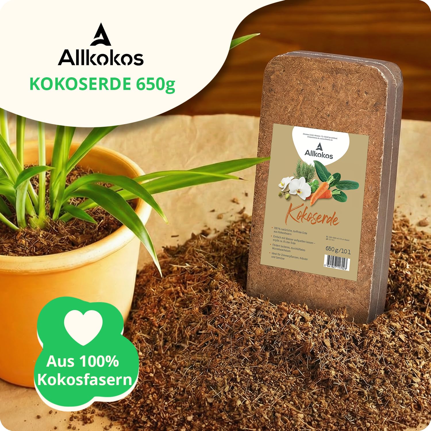 30x650g hochwertige Kokoserde für Pflanzen & Blumen | Block quillt zu 9L Pflanzenerde, torffreies Kokossubstrat, 100% natürliche Kokosfaser Erde mit pH 5,5–6,8