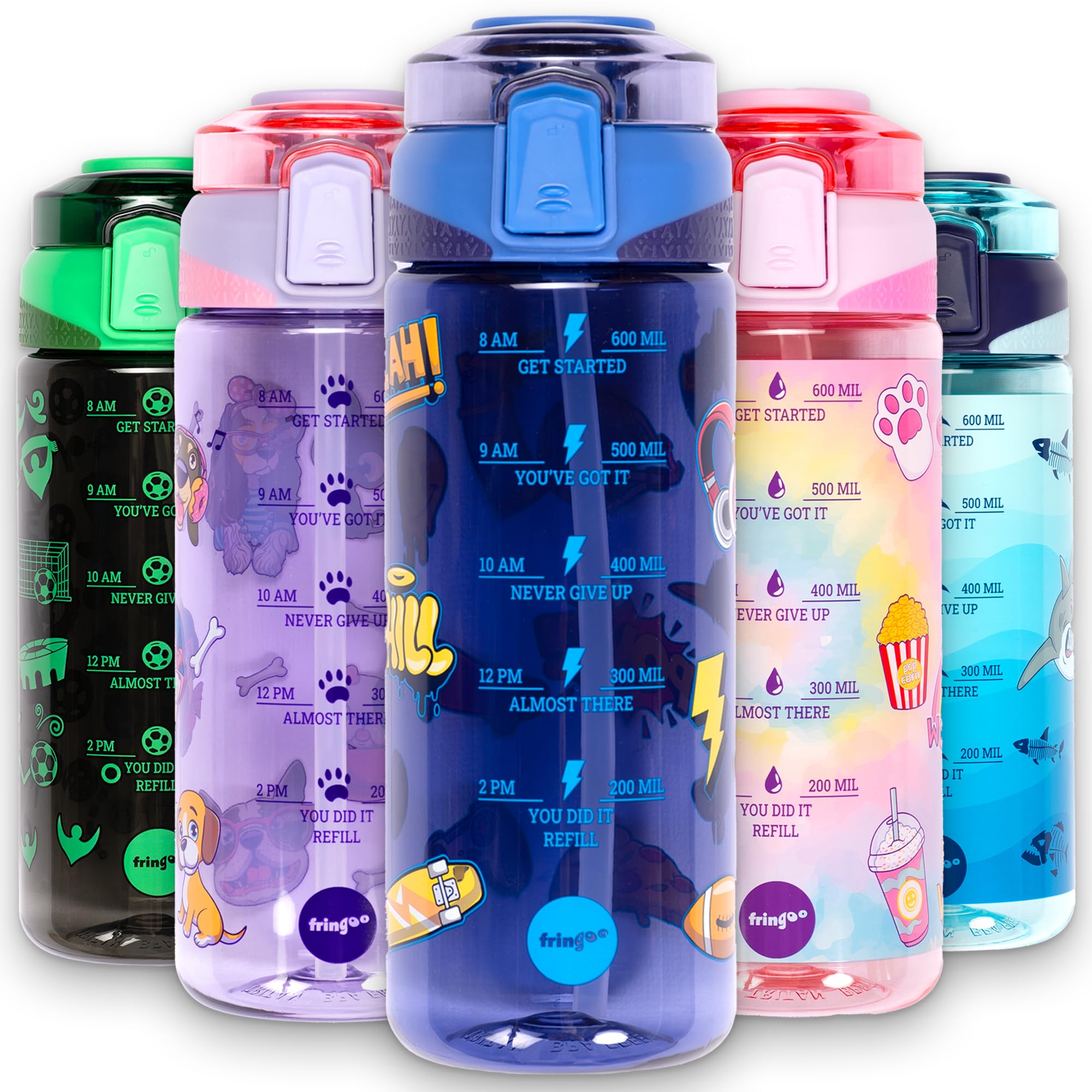 Borraccia Bambini Ricco Di Animali 600ml - Senza BPA, Rosa Con Cannuccia E Maniglia - Foto 13