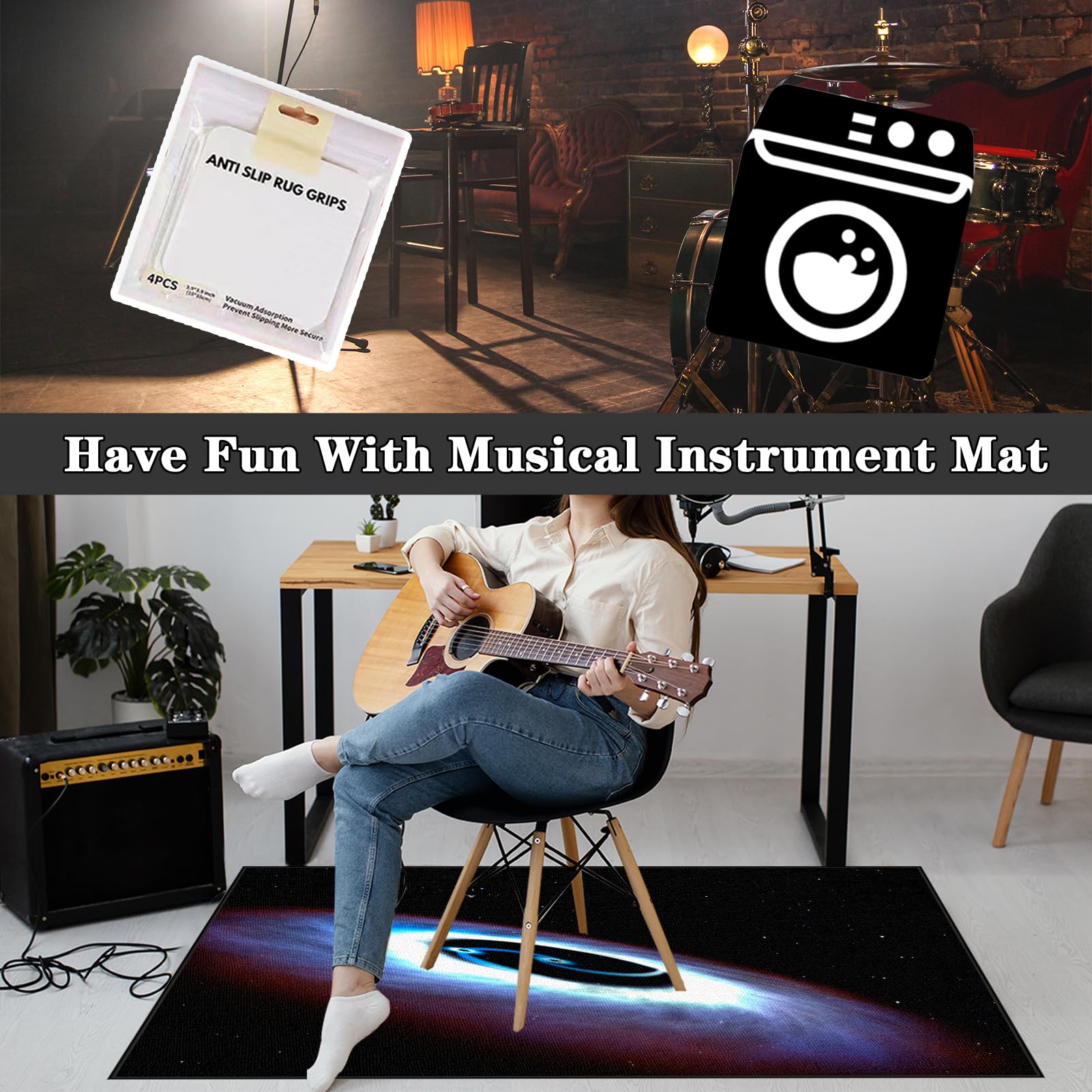 Mata do akumulatorów elektronicznych, mata bębnowa, dźwiękochłonna mata na baterie, profesjonalna prostokątna mata jazzowa do niskich skarbów i innych instrumentów 200 x 170 cm