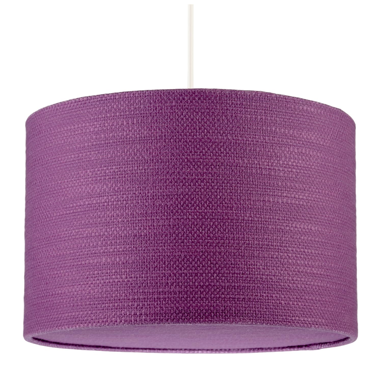 Modern Purple Wine Textured Linen Fabric Pendant Light Shade with Round Diffuser Plate | Contemporary Design | 30cm x 20cm | White Cotton Lining by Happy Homewares