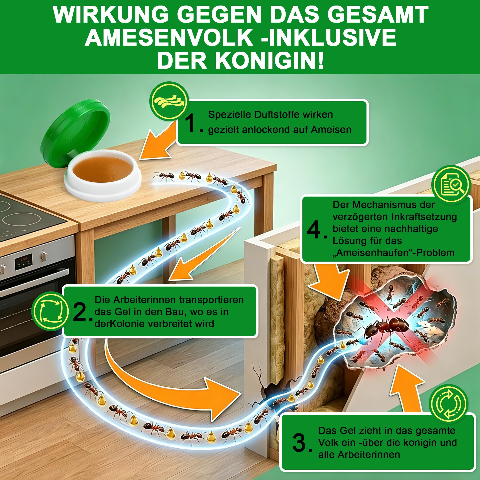 60 Stück Ameisenköderdose für Innen & Außen, Ameisenköder mit Nestwirkung, Natürliches Pfefferminzöl Duftsticks, Praktisch für Haus Garten