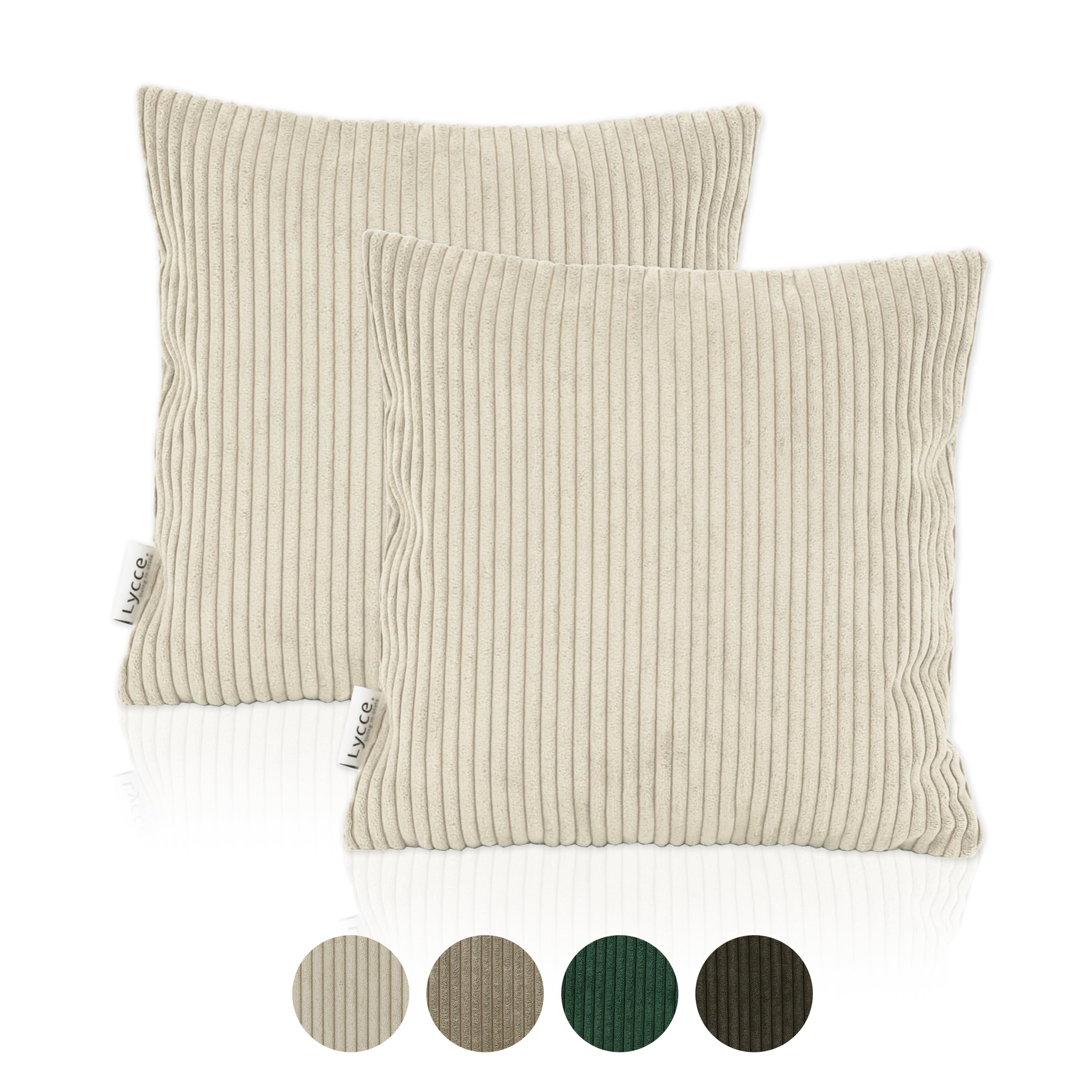 Lycce Beige Cord Kissenbezüge 40x40 cm (2er Set)