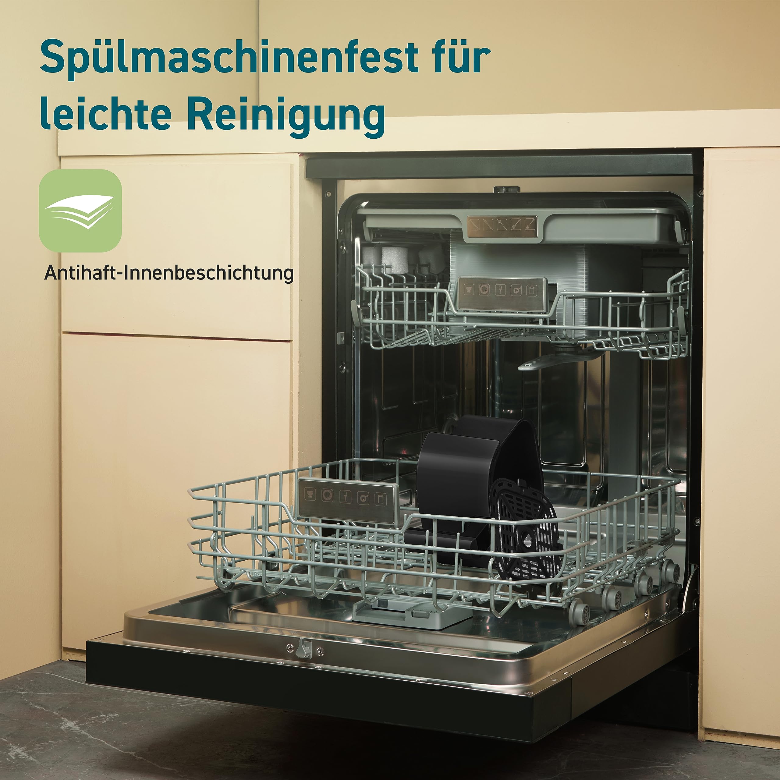 COSORI Heißluftfritteuse klein 2L, Mini-Airfryer für 1 Person, ideal für Camping, Reisen und Wohnmobile, schnell, kompakt, ohne Öl, energiesparend, Helles Schwarz, Dunkelgrau