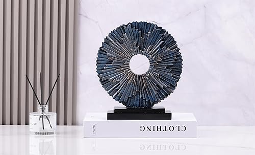 Miniatura 7 de WUBIANJIE Escultura de decoración del hogar en azul, diseño único de línea redonda, estatua decorativa moderna para sala de estar, oficina o