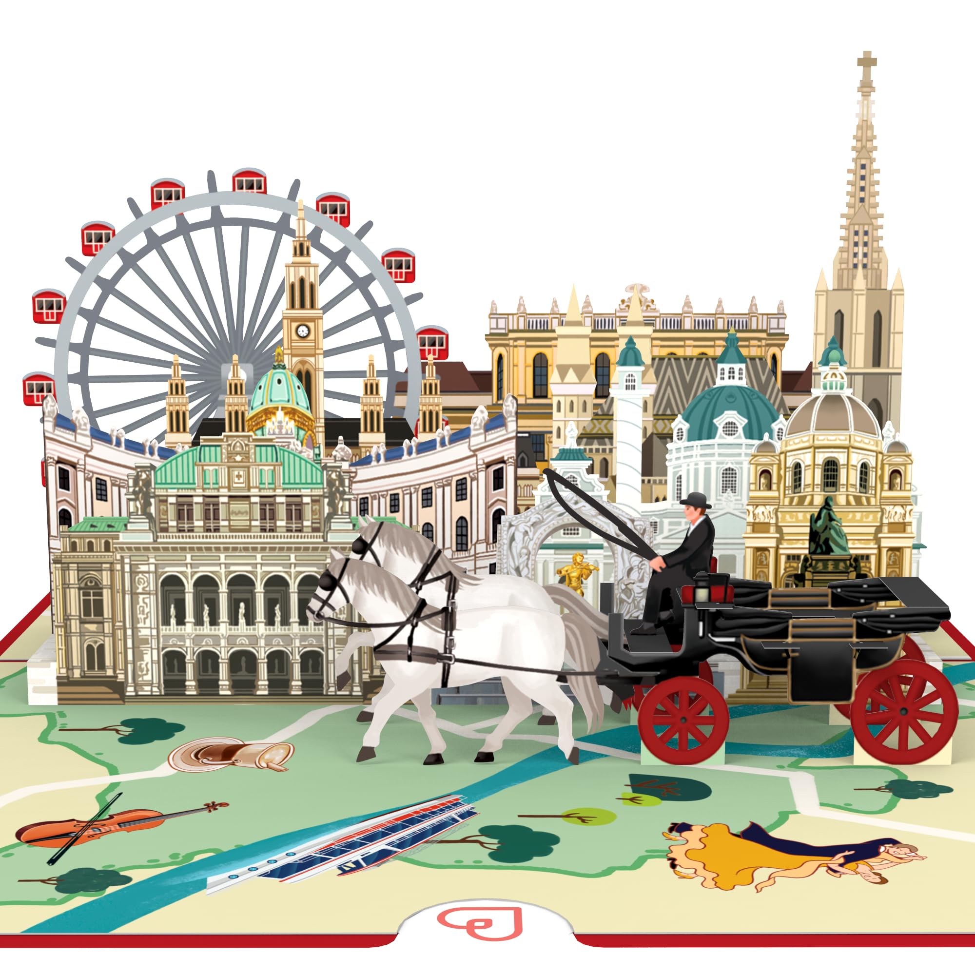 papercrush® Pop-Up Karte Wien - 3D Geburtstagskarte, Reisegutschein für Frauen & Männer, Geldgeschenk Karte für Reisekasse für Städtetrip, Übernachtungsgutschein für Wochenendtrip zu Weihnachten