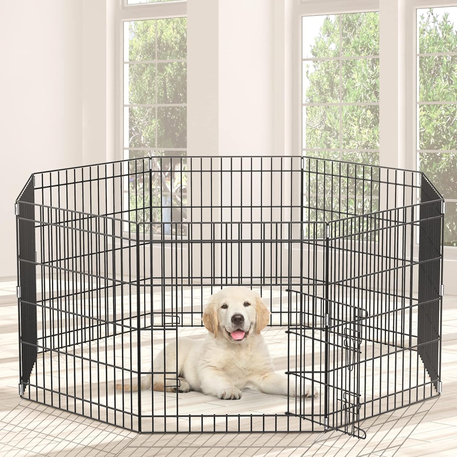 Loberfve 8 Panel Puppy Playpen OutOfBox Dog Pen Pet Playpen for Small