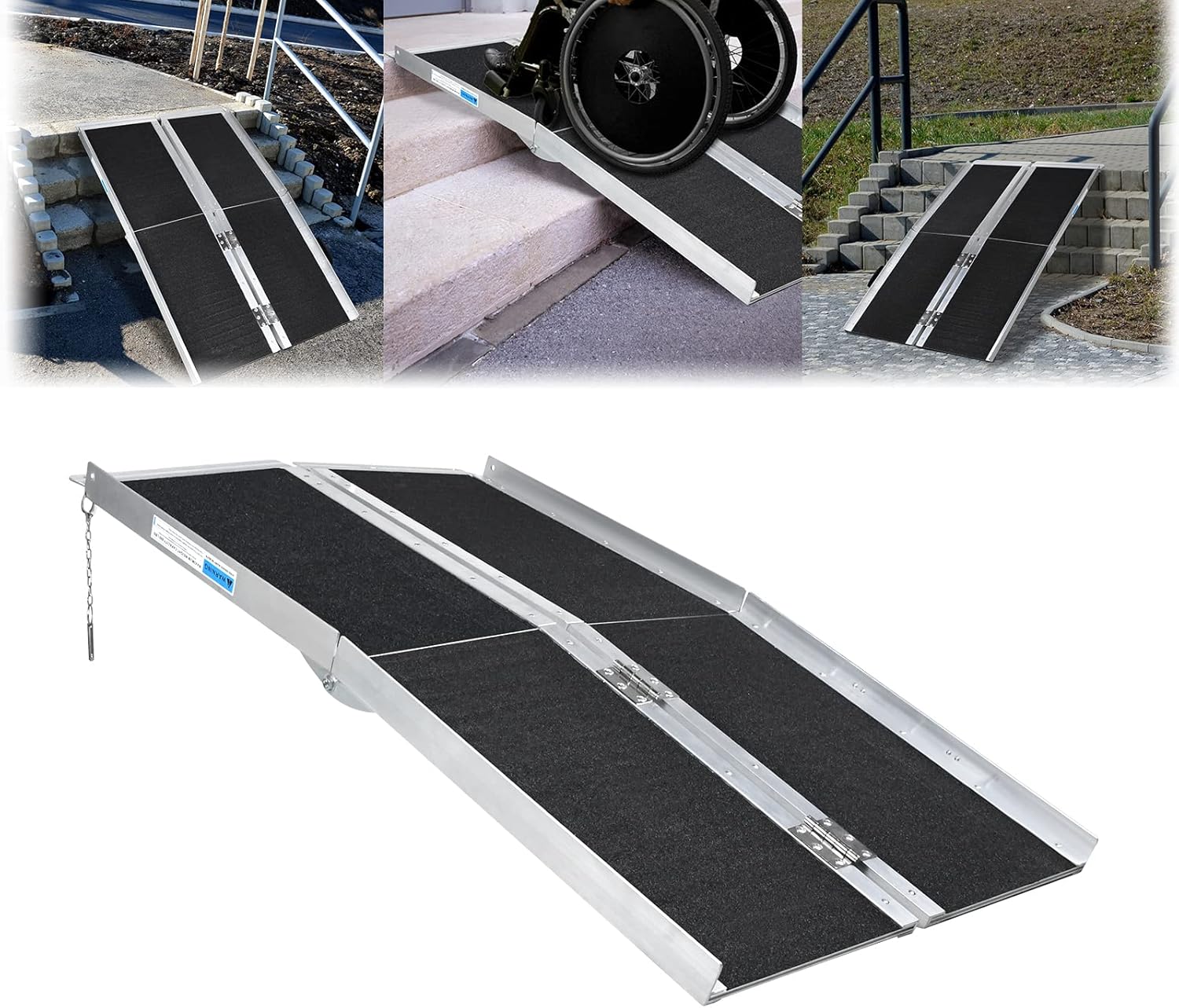 ACXIN Rollstuhlrampe, 120 x 72 cm Rampe Rollstuhl, Belastbar bis 270kg ...