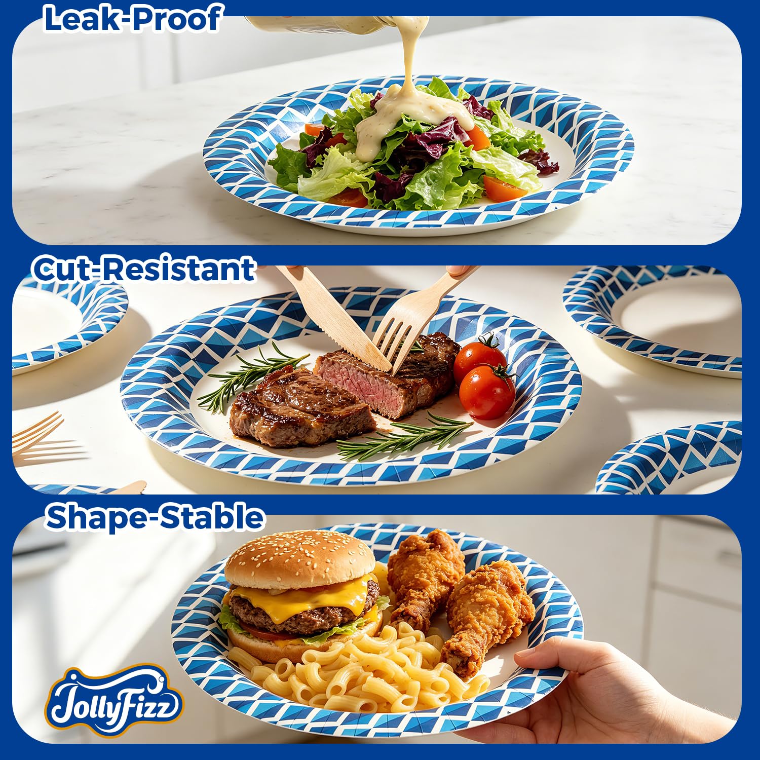 100 Pack Disposable Paper Plates - Blue -6 100 Pack Disposable Paper Plates - Blue -6
