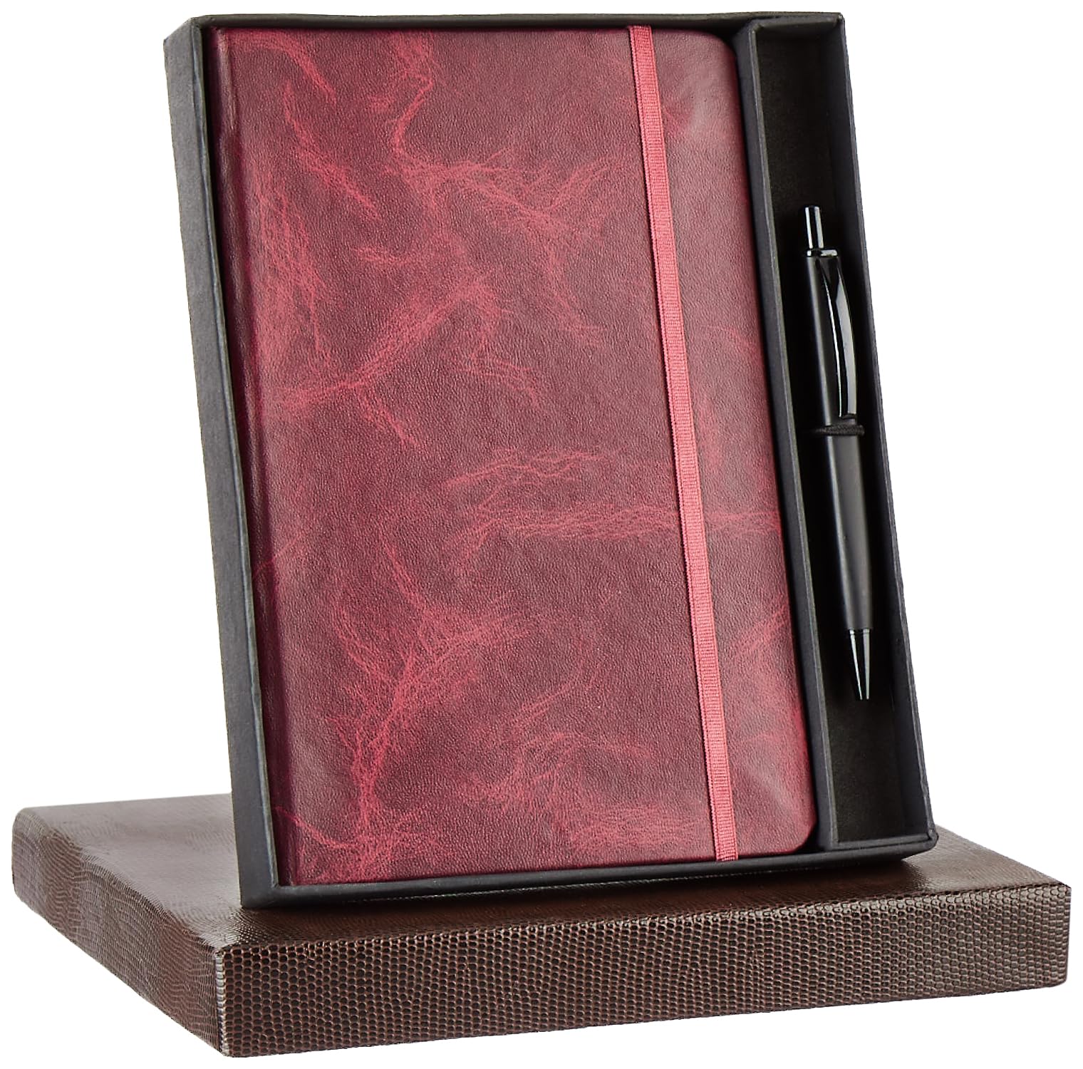 amazon basics A5 Diary With Ribbon Bookmark & Pen,Gift Set For Corporate & Personal Occasions (Red),240 Pages