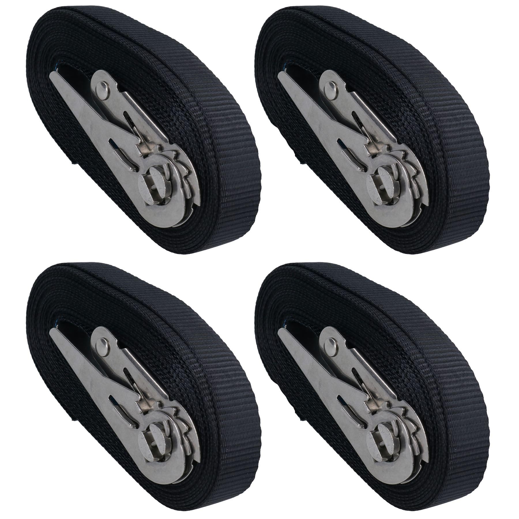 Ab Tools Black 4Pk 316 Stainless Steel Ratchet Strap Boat Trailer 6M 25Mm Marine Rib Jetski Size 4