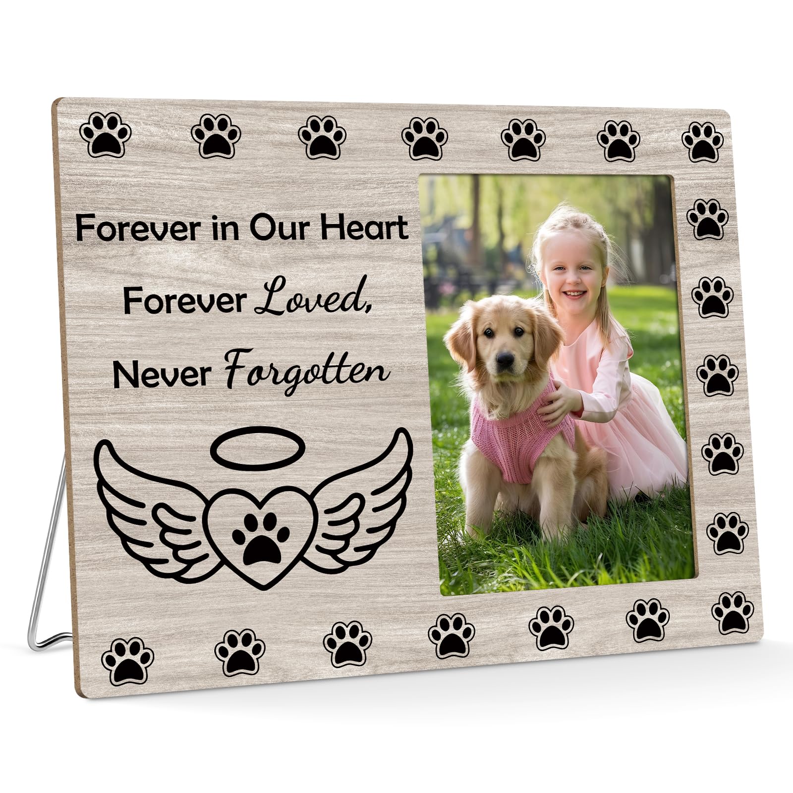 Memorial Picture Frame Pet Photo Frame in Memory of Dogs Sympathy Gifts for Loss of Loved Pet Dog Remembrance Memorial Wooden Picture Frames Fits 4 X 6 in Photo Bereavement Gifts for Loss of Dog Cat โ image 1