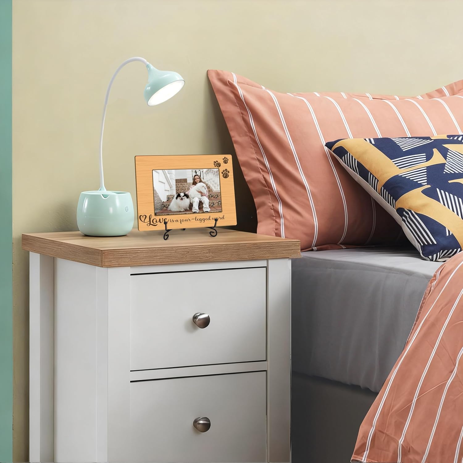 Rustic Dog Picture Frame With Iron Stand - Love is a Four Legged Word - Paw Print Photo Frame, 4x6 Pet Memory Picture Frames for Tabletop Display, Dog Cat Lovers Gifts - Image 3