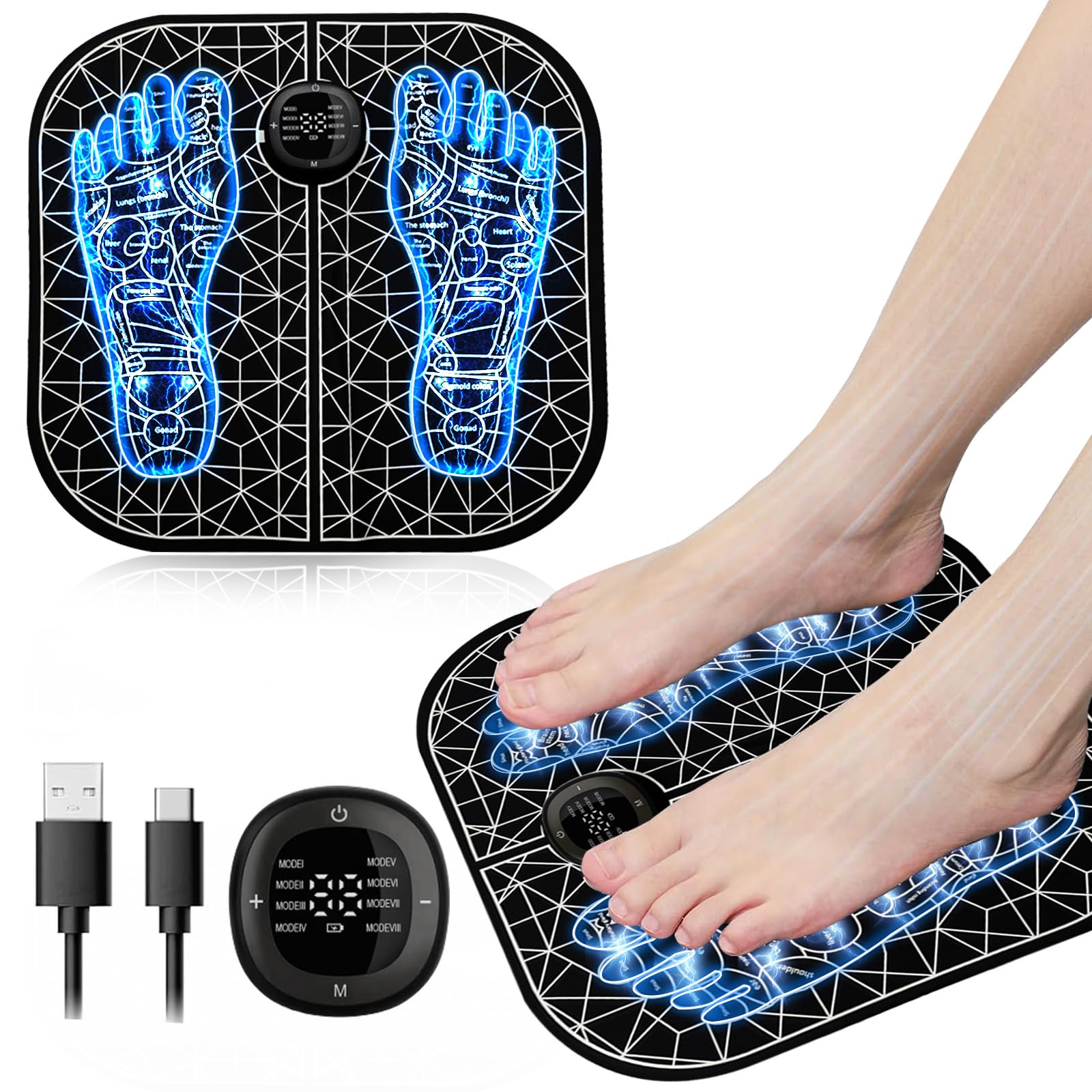 Amazon.com: TOGECOS EMS Foot Massager Mat Muscle Relaxation,in The  Shoulder, Neck, Arm, Leg,Electric Foot Massagers Foldable Massage Pad :  Health & Household