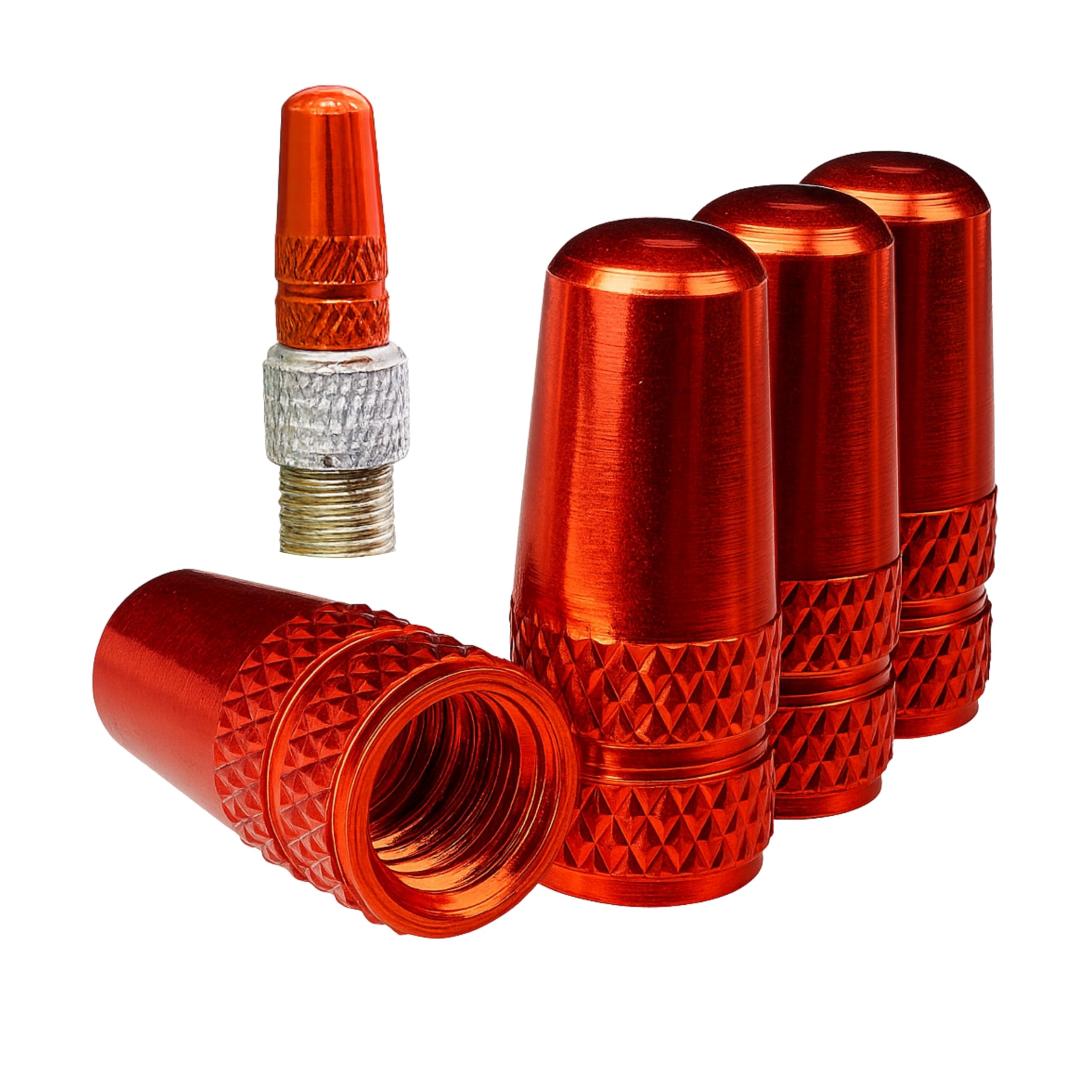 Tappo Valvola in Alluminio, 4 pezzi, in Rosso, cappucci parapolvere nericompatibili con valvole Presta e francesi, coperture copertoni camere d'aria, Coprivalvola bici, Tappi copri valvola cappucci