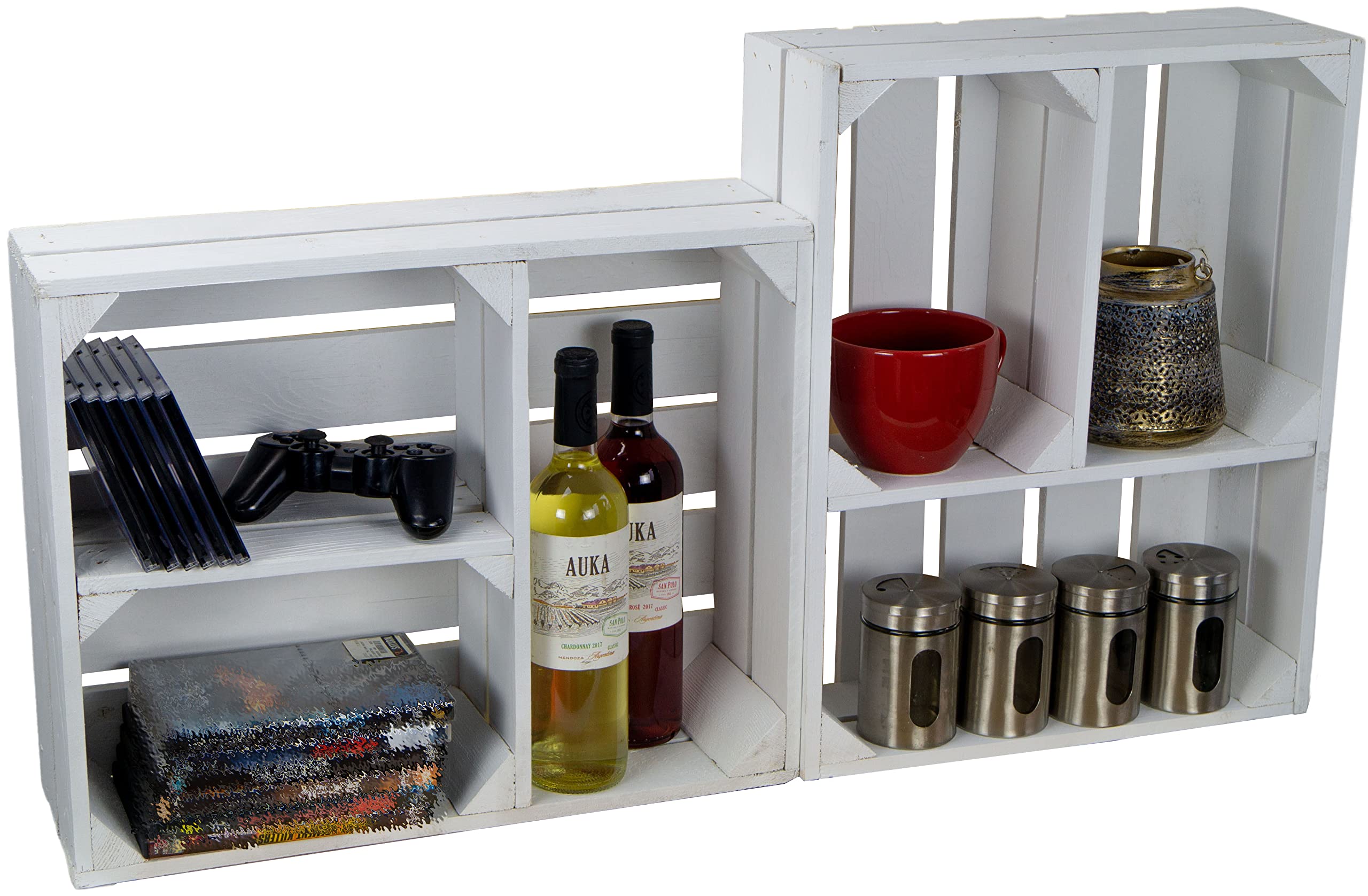 Kistenkolli Altes Land Caja De Madera Paula Blanca Con Suelo Flameado, 50 X 40 X 30 Cm, Caja De Almacenamiento, Estantería, Para Manzanas, Vino, Zapatero, Librería, Armario (horizontal