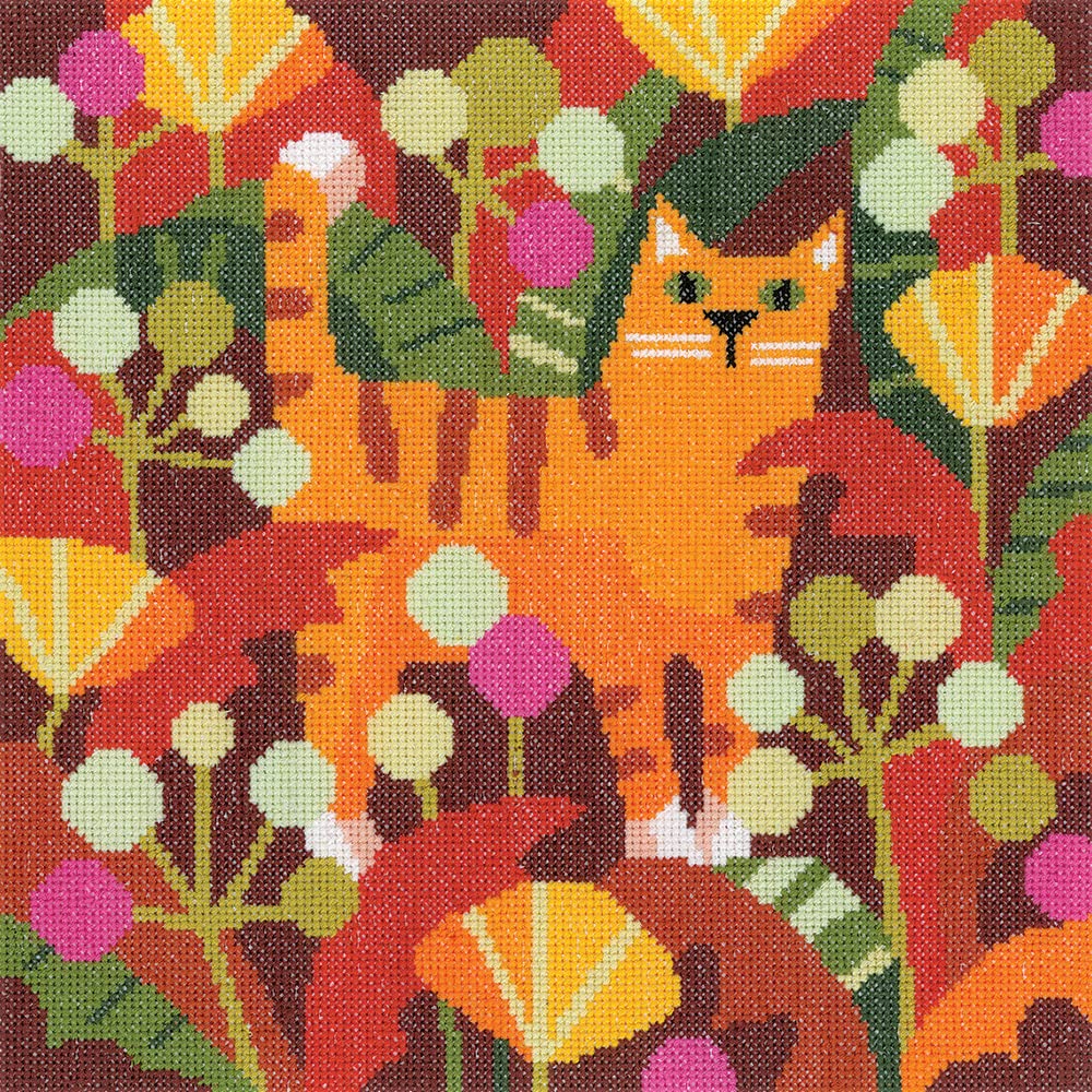 Heritage Crafts Ginger Cat Cross Stitch Kit by Karen Carter (Aida)