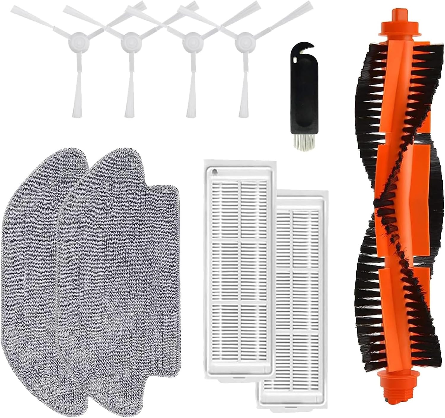 Beyaz Mi Robot Vacuum Mop Pro (Styj02ym) ile Uyumlu Fırça,Hepa Filtre 10 Parça Yedek Parça Mega Set
