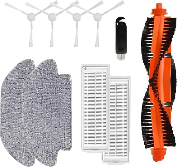 Beyaz Mi Robot Vacuum Mop Pro (Styj02ym) ile Uyumlu Fırça,Hepa Filtre 10 Parça Yedek Parça Mega Set