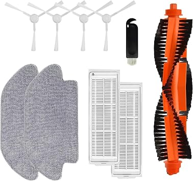 Beyaz Mi Robot Vacuum Mop Pro (Styj02ym) ile Uyumlu Fırça,Hepa Filtre 10 Parça Yedek Parça Mega Set
