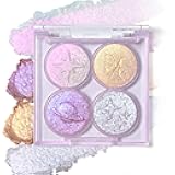 Holographic Duochrome Glitter Eyeshadow Palette, Chameleon Color Shift Metallic Shimmer Eyeshadow, Sparkle Inner Corner Eye Highlighter, Creamy Mini Purple Eye Shadow Iridescent Fairy Makeup