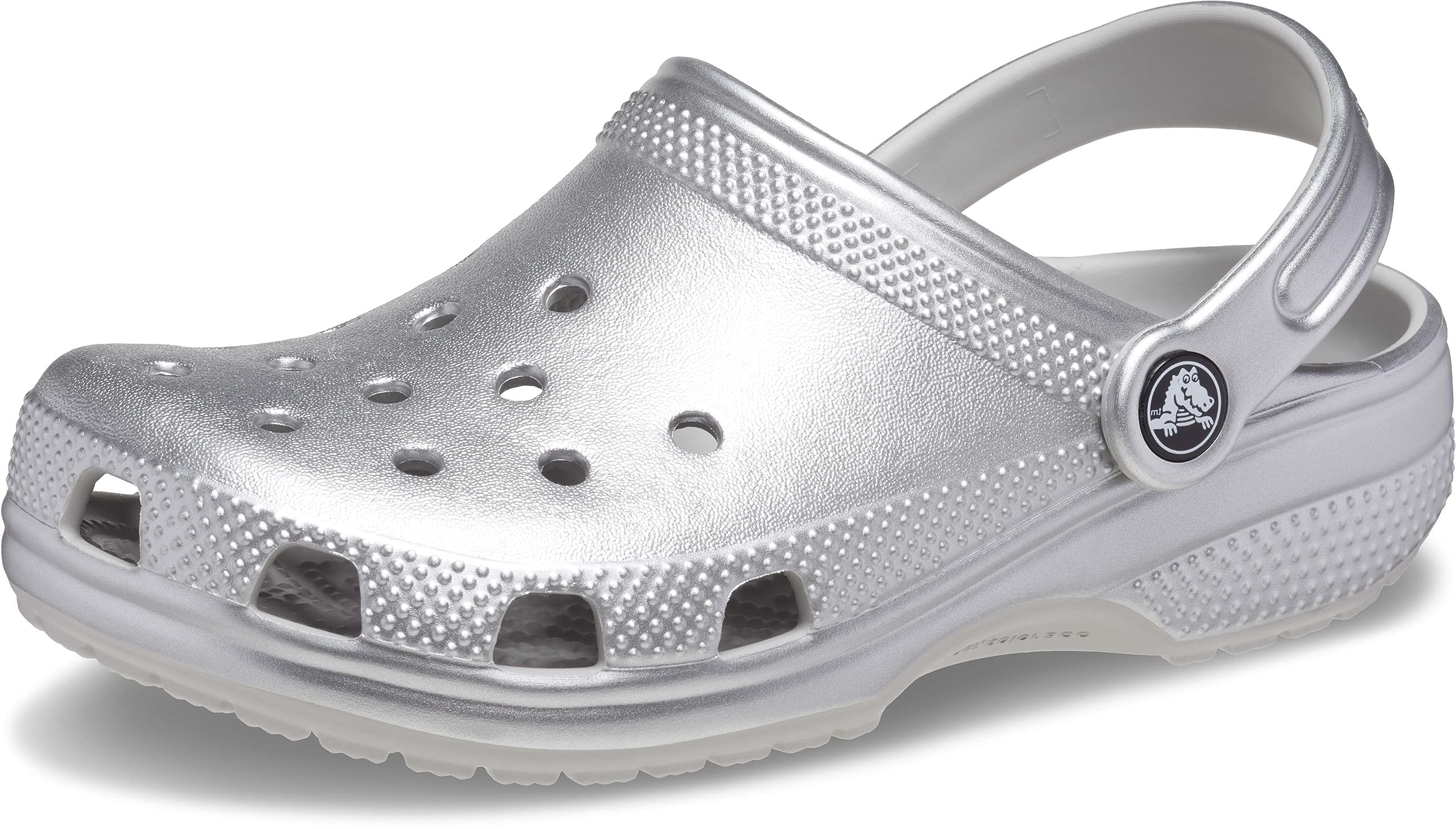 Crocs Kids Unisex Classic Glitter Clog (Little Kid/Big Kid) Silver Metallic 12 Little Kid M