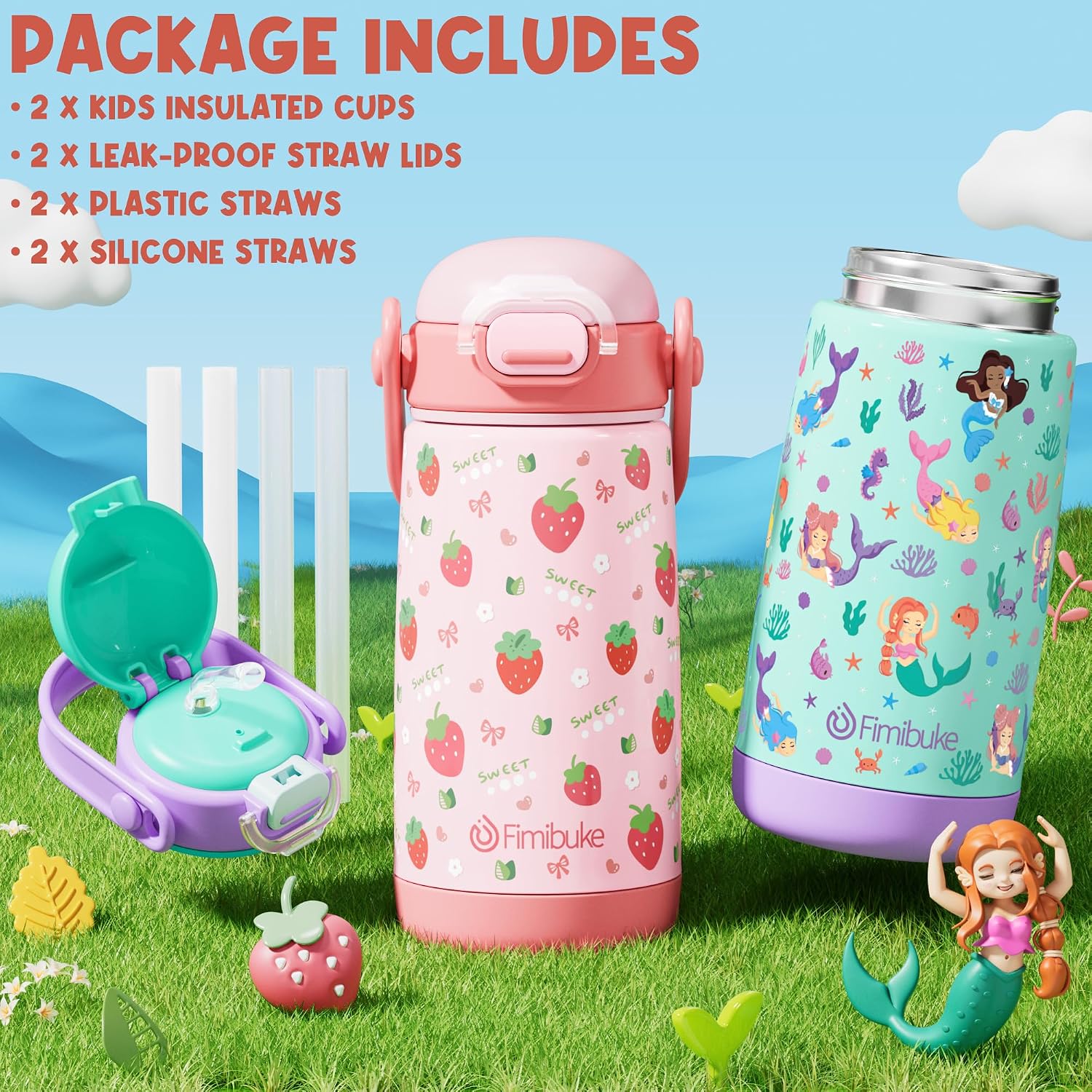 Fimibuke Toddler Water Bottle 18oz Kids