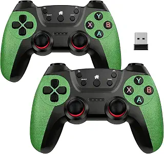 YiChenDianZi ゲームコントローラー ワイヤレスゲームコントローラーダブルホールスティック搭載 ドリフト防止 360°高精度スティック 人体工学デザイン 低消費電力 2.4G無線接続 2台同時接続対応 SELECTボタンで2人用モード切替 独立ボタン設計 高感度トリガー TVボックス/PS3/PC対応