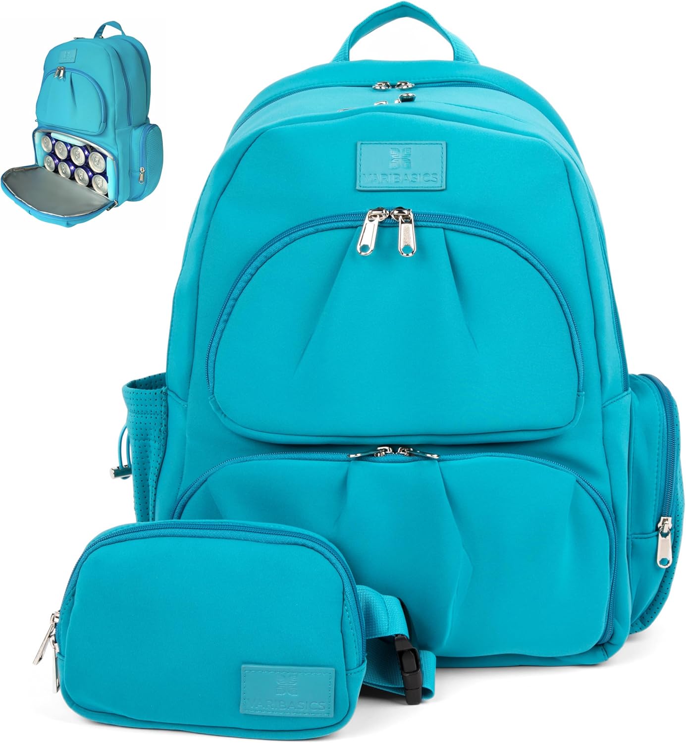Alira Neoprene Laptop Backpack with Matching Belt Bag and Cooler Compartment (Blue), Work Backpack for Women, Built-In Lunch Box, 17-Inch Laptop Holder, 18" Tall x 13" Wide x 8" Deep