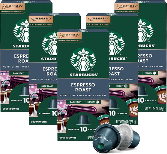 Starbucks by Nespresso Original Line Dark Roast Espresso, 50-count Espresso Pods