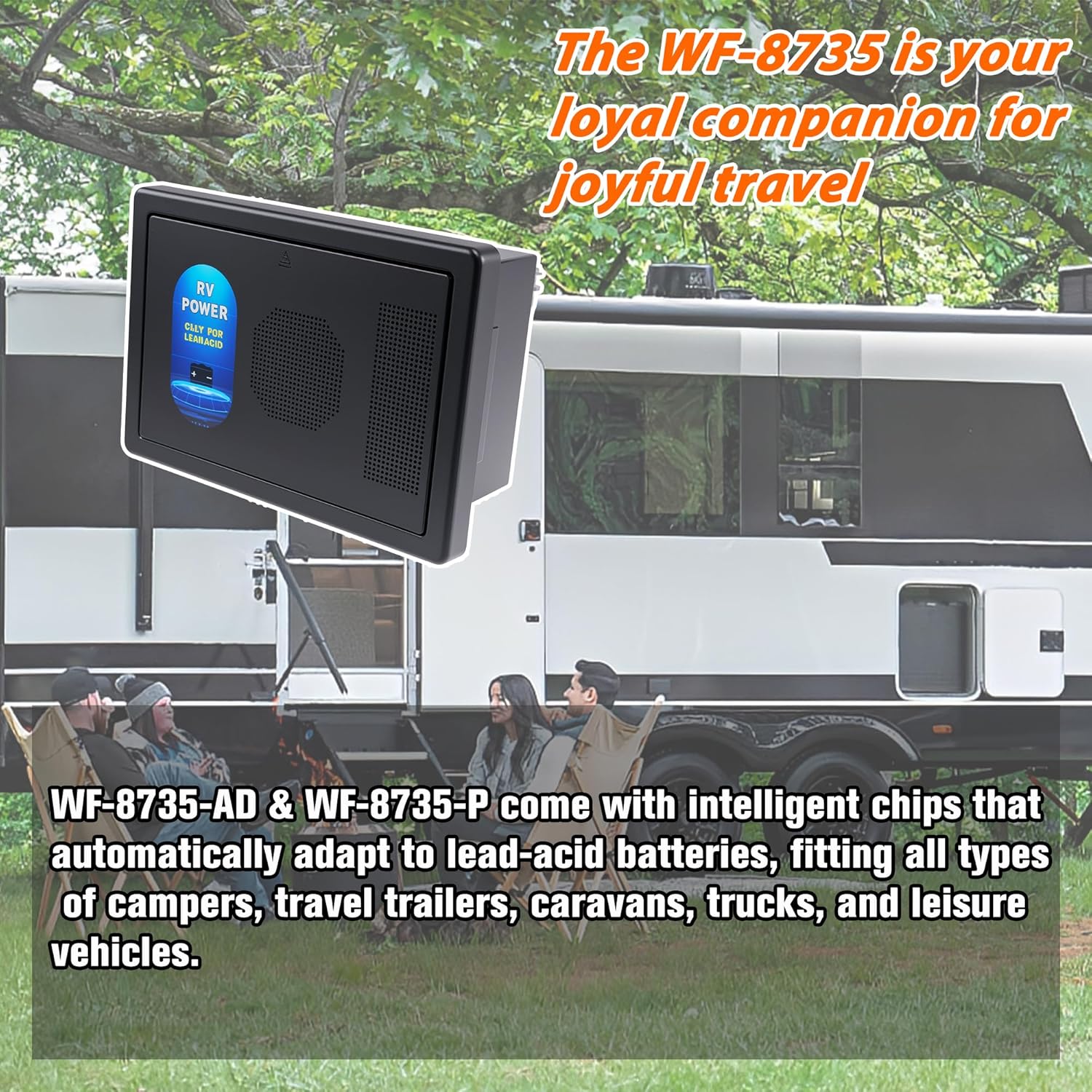 WF-8735-AD/WF-8735-P 30Amp RV Power Converter Compatible with RV Campers Travel Trailers Caravans 3-Stage Charging Lead-Acid Lithium 30/35-Amp DC Output