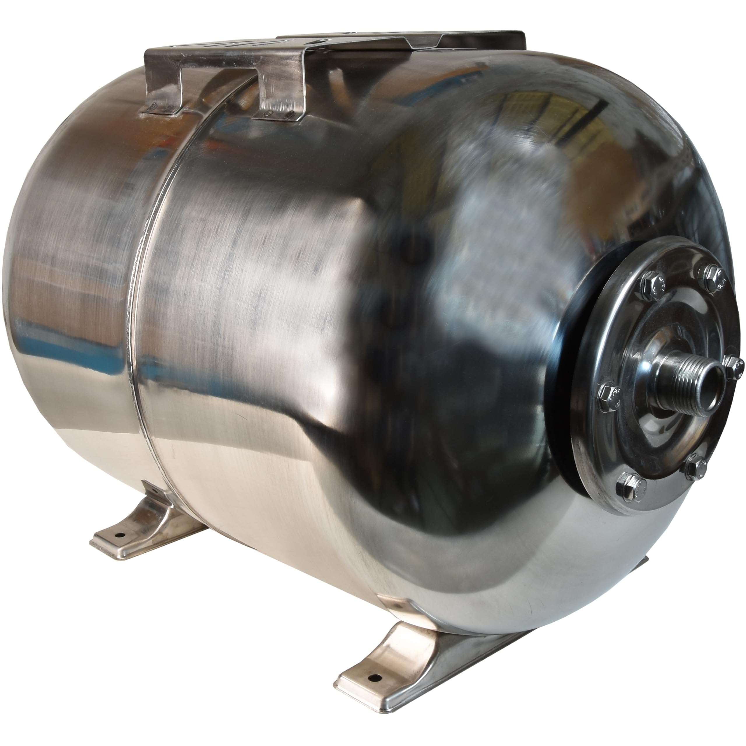 Réservoir à Vessie Sous Pression 50L - Groupe de Surpression - Rccordement 1" - Cuve Ballon en Acier Inoxydable INOX - pour Pompe Domestique, Pompe de Puit - Suppresseur Pompe - Horizontal 50 Litres