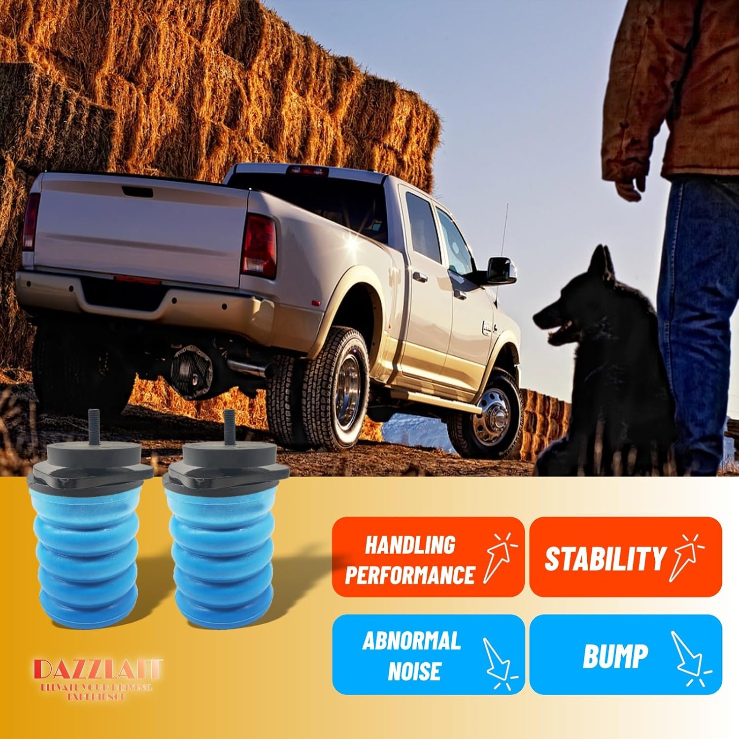 SSR-108-40 Rear Suspension Enhancement Blue | Bump Stop Fit for Ford F-150 2/4WD (1999-2008) | Rear Suspension Helper Springs | Rear Leaf Spring Suspension Kit