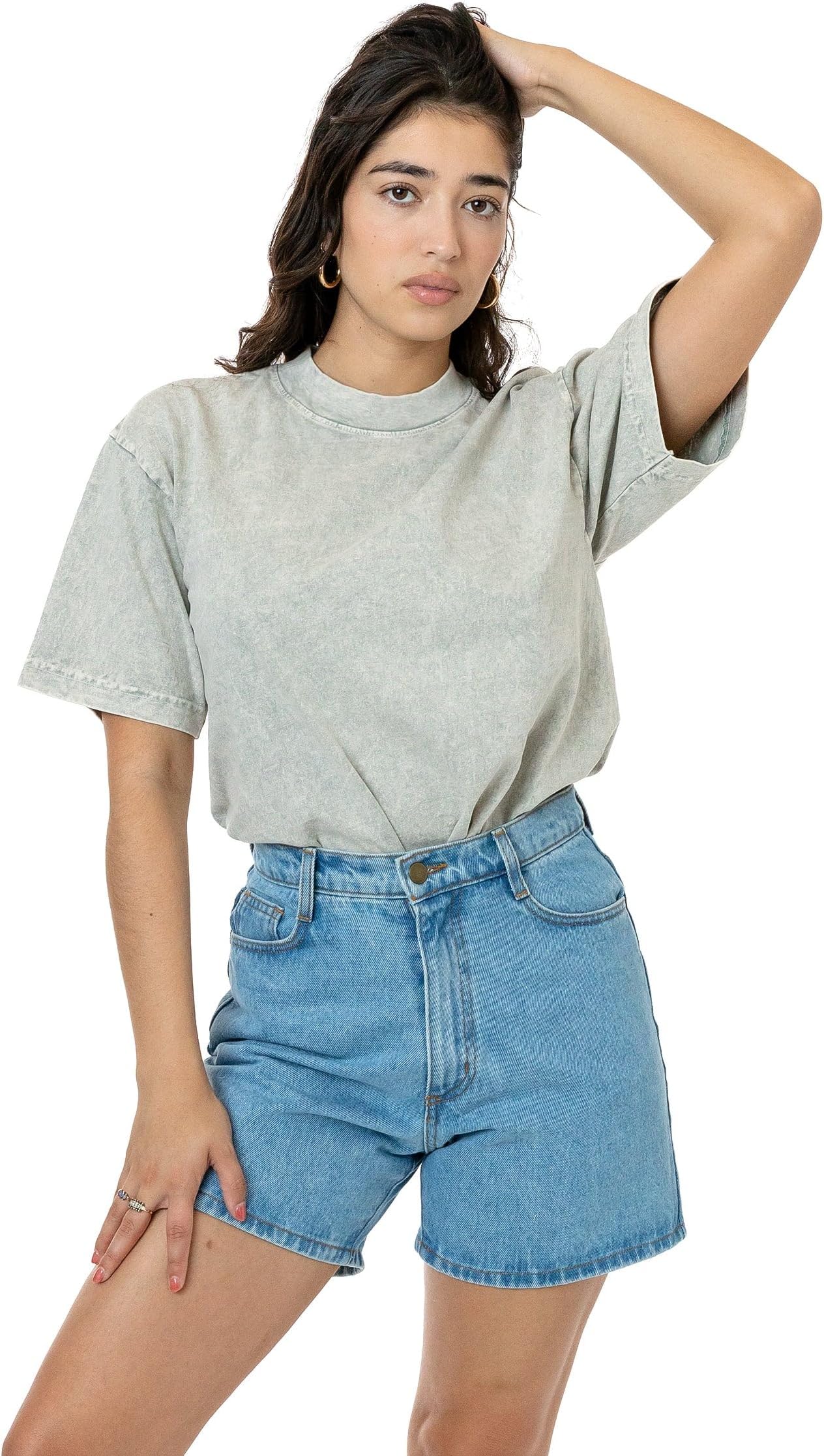 LOS ANGELES APPARELThe 1801 Mineral Wash - 6.5oz GD Crew Neck T-Shirt Premium USA Cotton USA Made