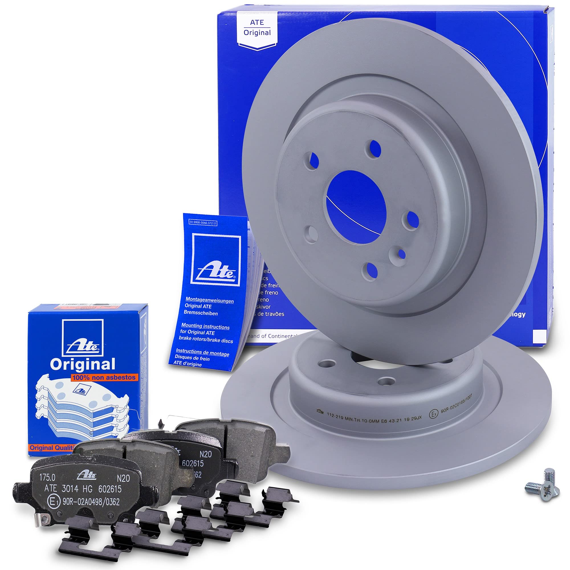 ATE Bremsenset Hinterachse inkl. Bremsscheiben hinten Ø 288 mm und Bremsbeläge hinten Kompatibel mit OPEL ASTRA K (B16), ASTRA K Kasten/Kombi, ASTRA K Kasten/Schrägheck, ASTRA K Sports Tourer (B16)