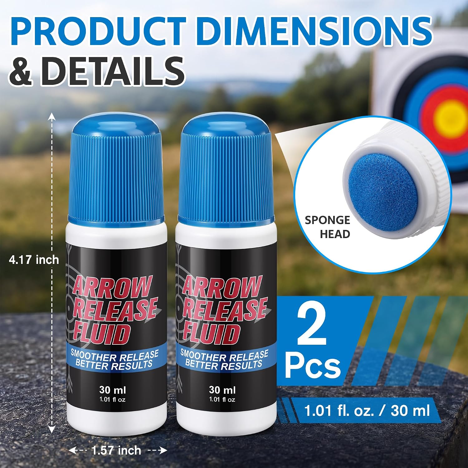 2 Bottles 1 oz Arrow Release Fluid, Arrow Lube with Applicator | Smooth Lubrication for Easy Removal, Odorless & Waterproof for Indoor Outdoor Use, Carbon, Aluminum, Wood Arrows