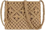 Women Crochet Shoulder Bag Handmade Woven Beach Crossbody Handbag Satchel Purse with Tassel for Summer
