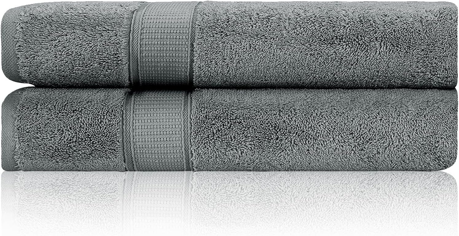 La Hammam 2 Piece Luxury Bath Towel Set for Bathroom, Spa, Gym, Shower, Pool, College Dorm | Extra Soft, Quick Dry, Highly Absorbent Hotel Quality Turkish Cotton Bath Towels Sets - Gray