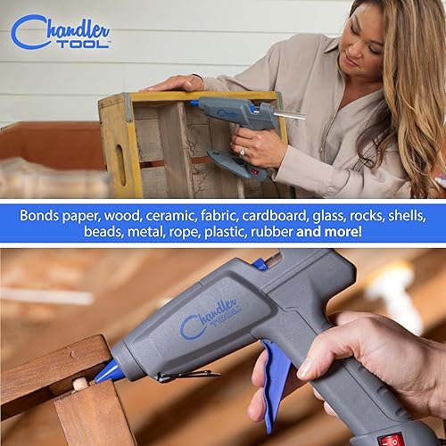 Miniatura 5 de Chandler Tool pistola de pegamento caliente  100 vatios Industrial Full Size alta temperatura Heavy Duty Hot Melt pegamento pistola Kit con 10