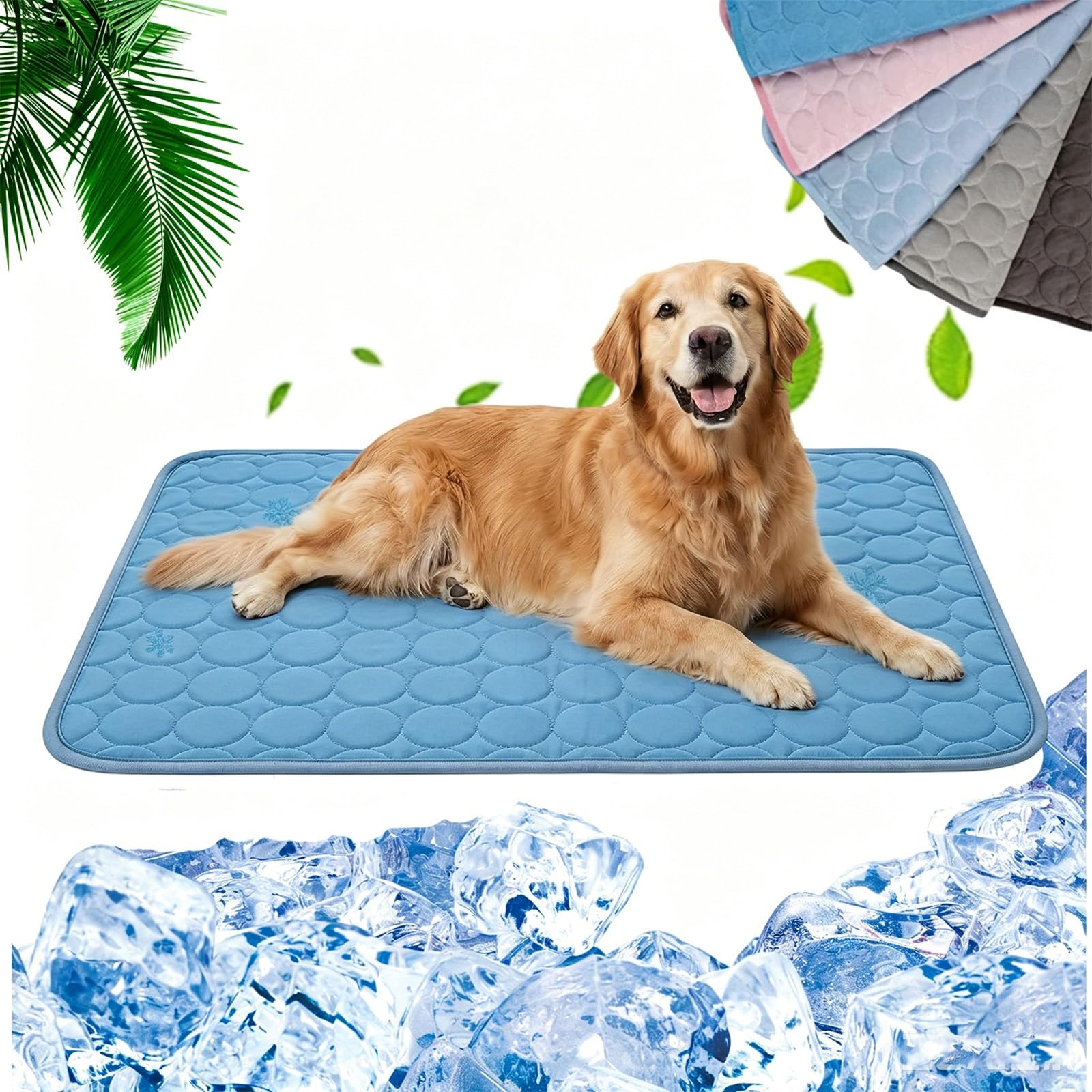 Tapis rafraîchissant pour chiens XL tapis auto-refroidissant bleu pour grand chien de voyage