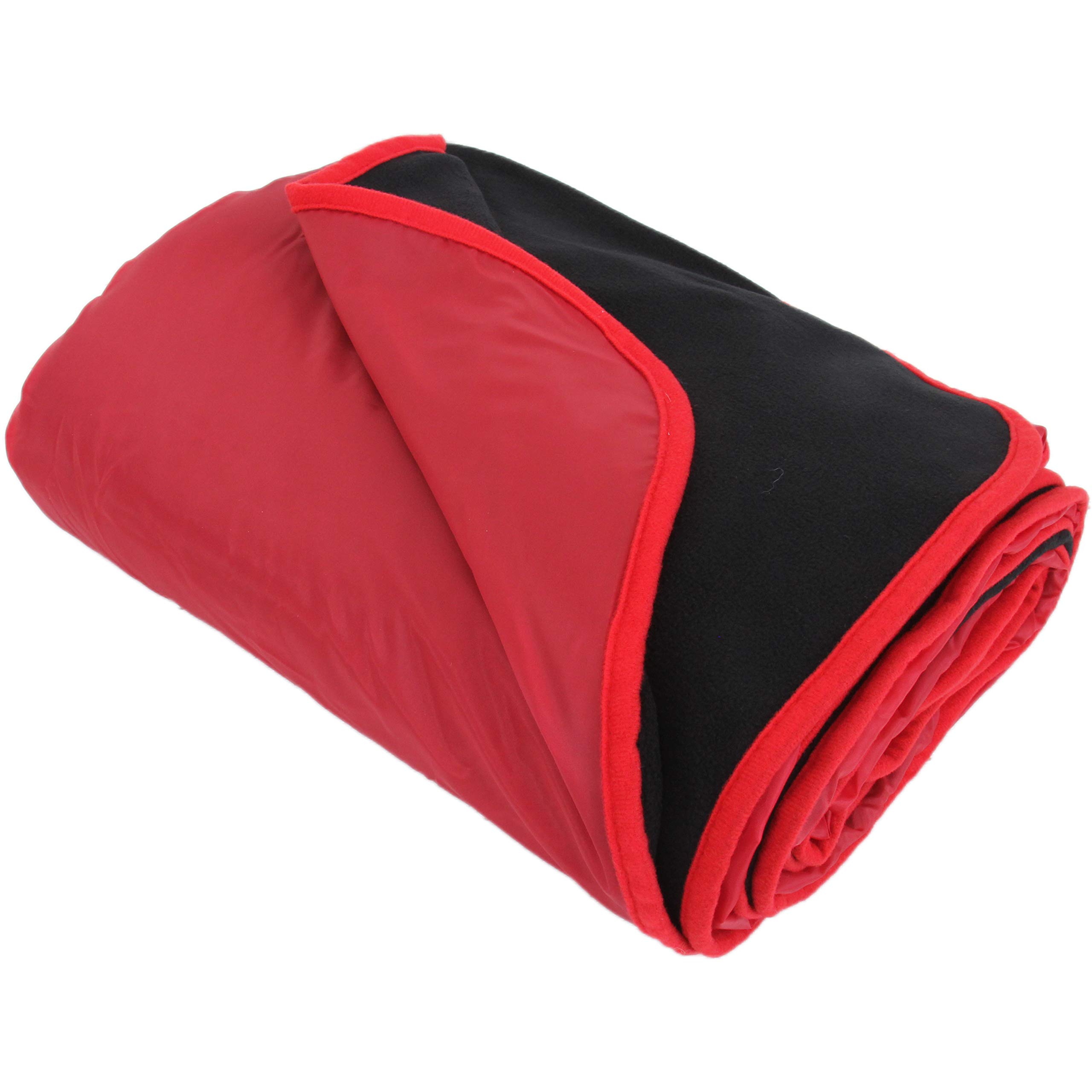 Threadart Waterproof Blanket Outdoor Stadium Blanket | Black/Red | for Camping, Picnic, Sports, Festivals, Football, Baseball, Concerts, Parks, Beach 55
