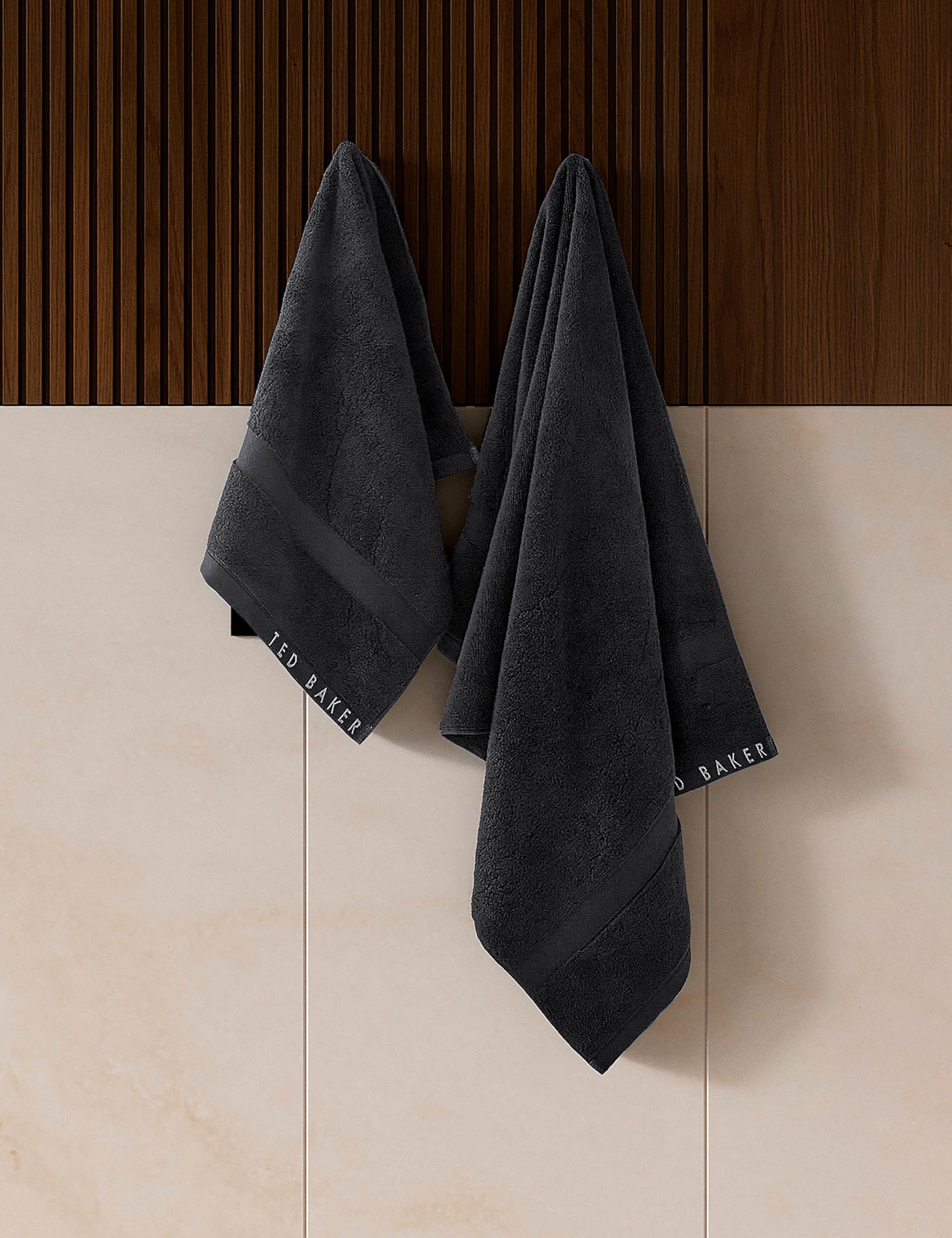 Ted Baker Unisex Black 'Tb Plain Dye' Cotton Towel In Bath Sheet