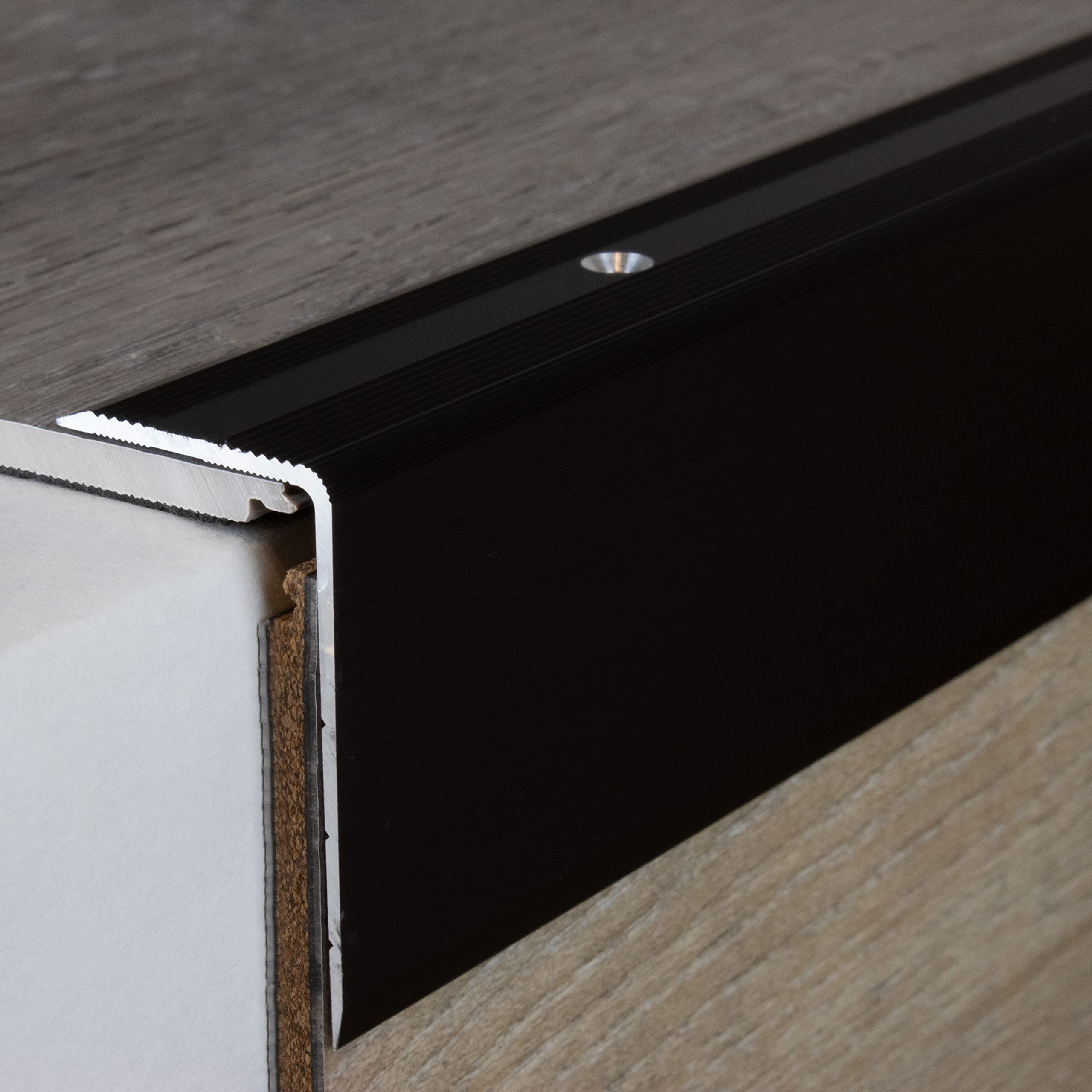PROVISTON | krawędź schodów, aluminium | kolor ciemny brąz | szerokość 30 mm | wysokość 52 mm | długość 1000 mm | odwrócony | profil krawędzi schodów | profil kątowy | kąt łączenia | 1 sztuka