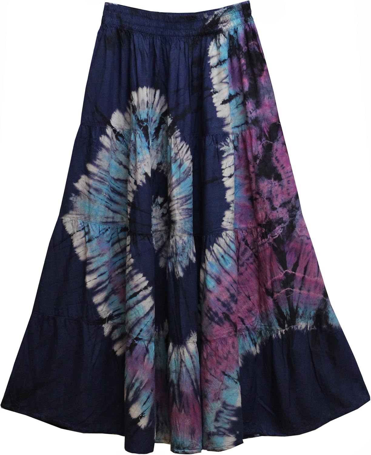 ATM Tie Dye Comfort Maxi Long Skirt Bohemian Elastic Waist Handmade Plus Size
