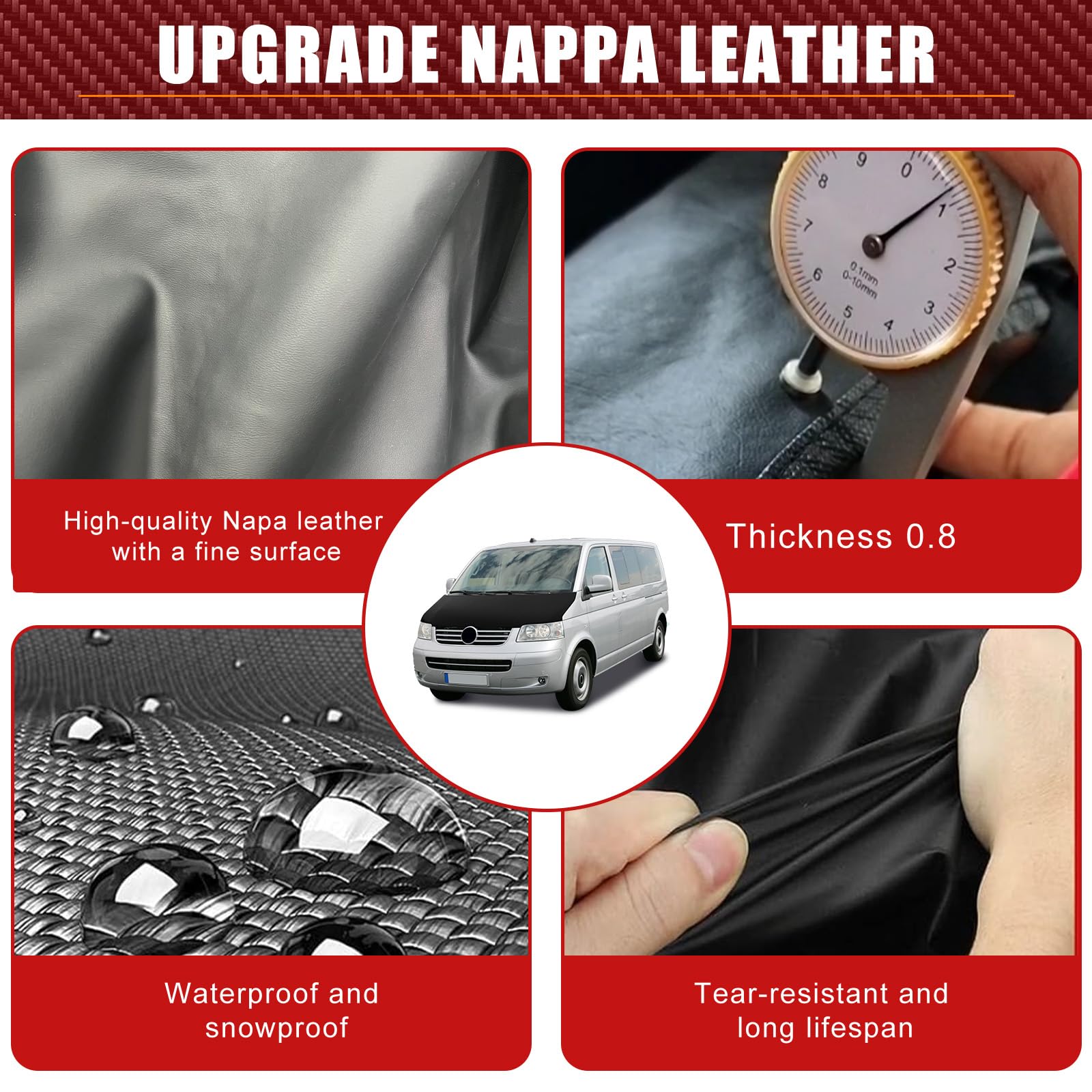 Protection de Capot Compatible avec VW T5.1 Transporter & Caravelle 2010-2015 Bra de Capote Protection - Noir