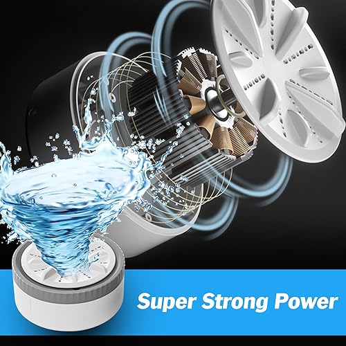 Miniatura 2 de Lavadora portátil con alimentación USB, mini turbina de 3 modos, lavadora de viaje para viajes de negocios, hogar, apartamento, habitaciones