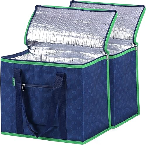 Bolsas aisladas para comestibles, reutilizables con cremallera, bolsa enfriadora con cremallera superior, grande, cuadrada, para alimentos de pie,